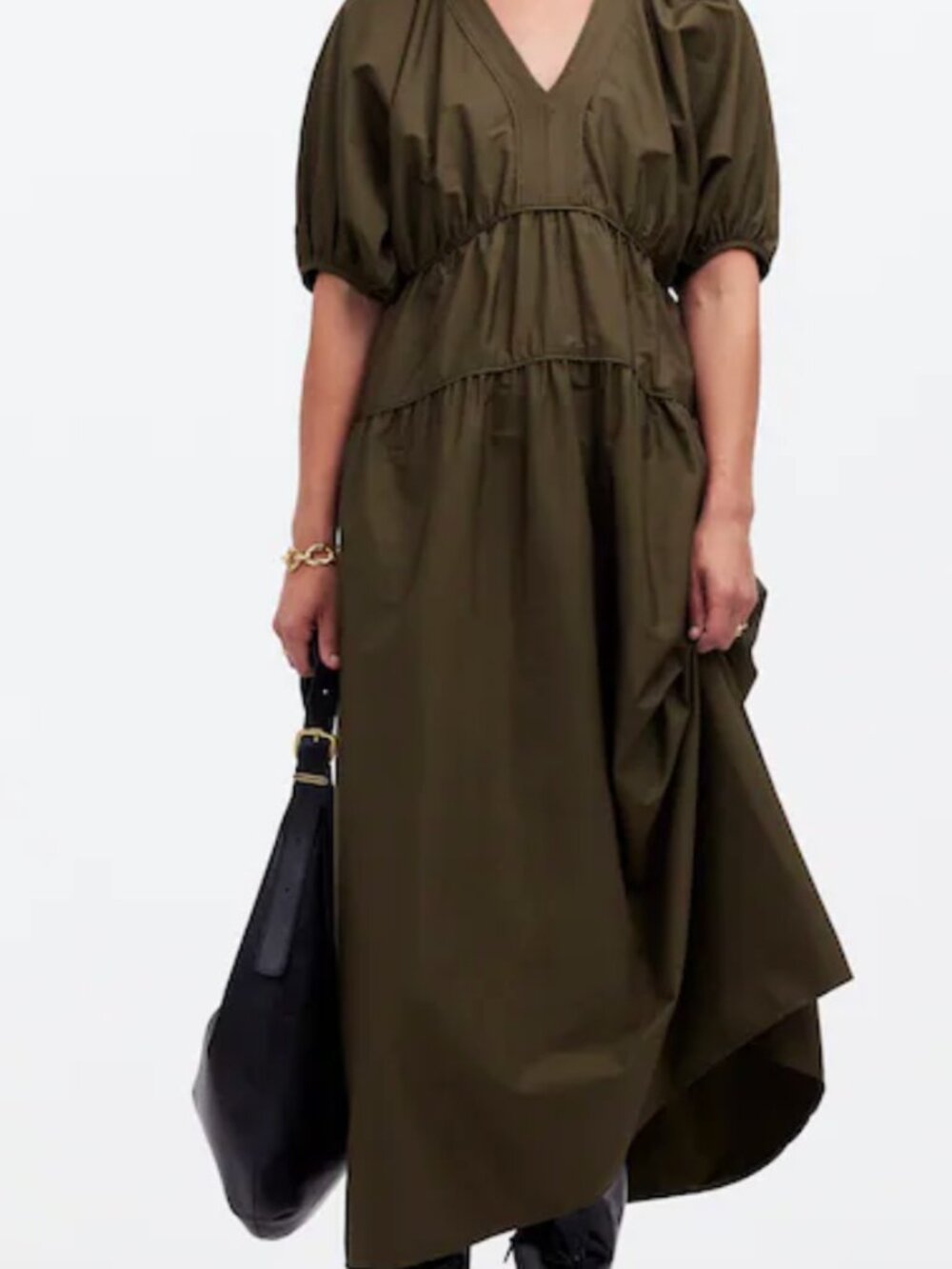 Madewell Olive Green V-Neck Maxi Dress